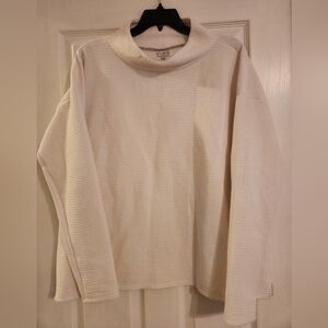 Wonderly Studio Cream Ribbed Cowl Neck Top